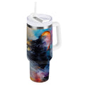 30 oz Insulated Stainless Steel Tumbler Double Wall Stainless Steel Tumbler with 2-Way Drinking Watercolor Calico Cat - Pick 988