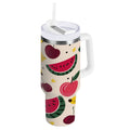 30 oz Insulated Stainless Steel Tumbler Double Wall Stainless Steel Tumbler with 2-Way Drinking Watermelon and Cherries - Pick 278
