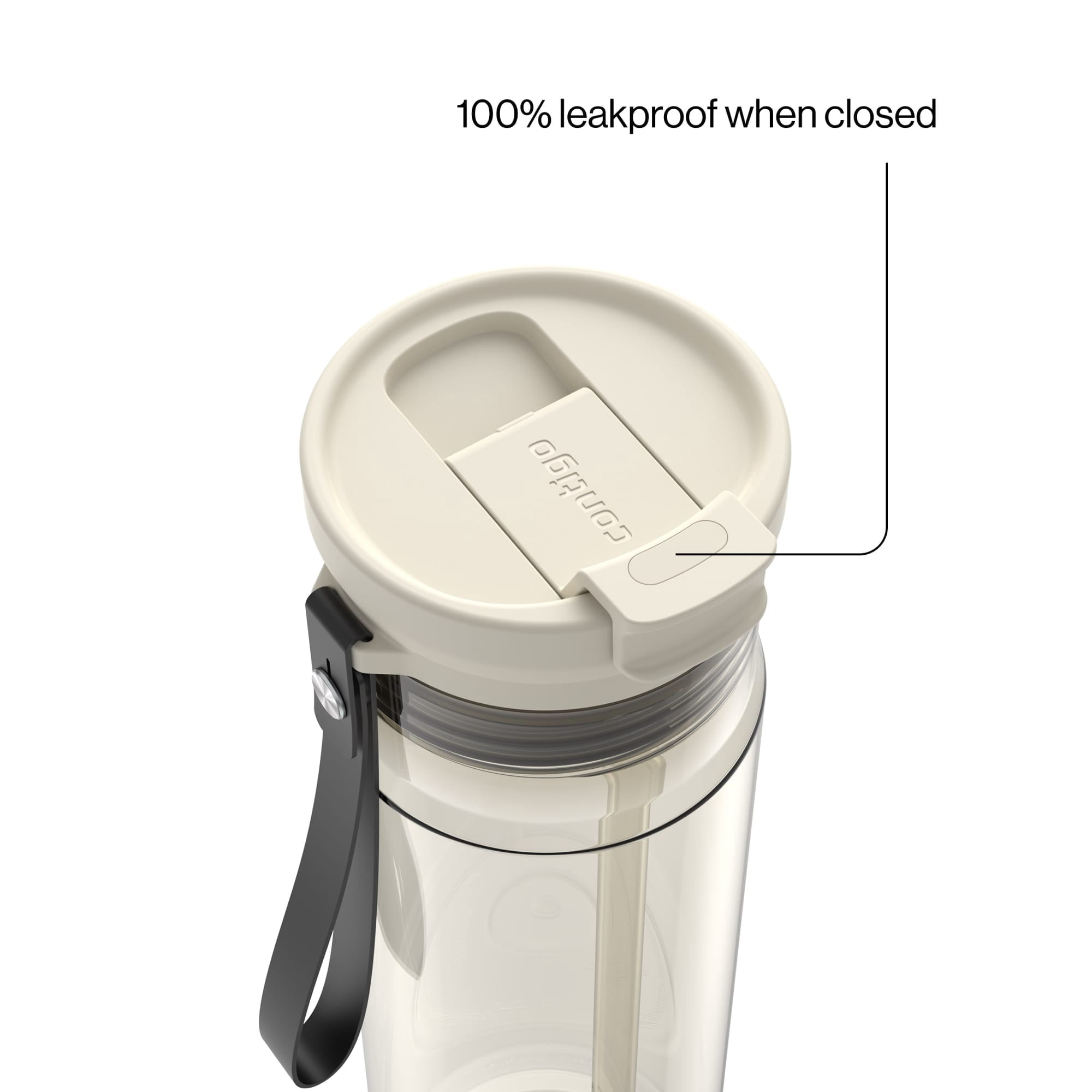 Contigo DualSip Leakproof Plastic Reusable Water Bottle with Carrying Strap, Cream/Clear, 28 oz - Pick 426