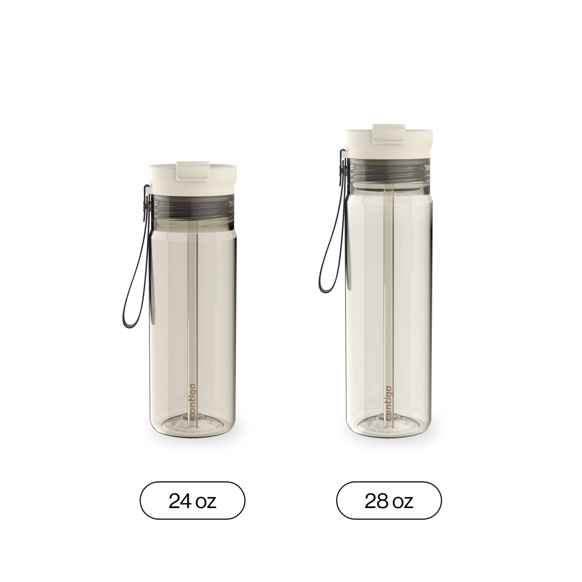 Contigo DualSip Leakproof Plastic Reusable Water Bottle with Carrying Strap, Cream/Clear, 28 oz - Pick 426