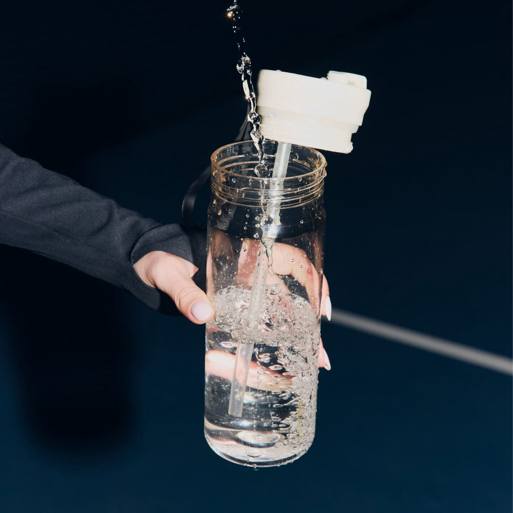 Contigo DualSip Leakproof Plastic Reusable Water Bottle with Carrying Strap, Cream/Clear, 28 oz - Pick 426