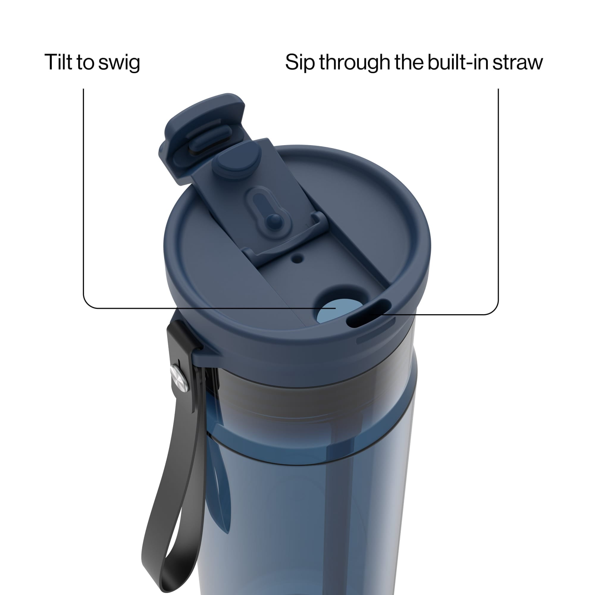 Contigo DualSip Leakproof Plastic Reusable Water Bottle with Carrying Strap, Cream/Clear, 28 oz - Pick 426