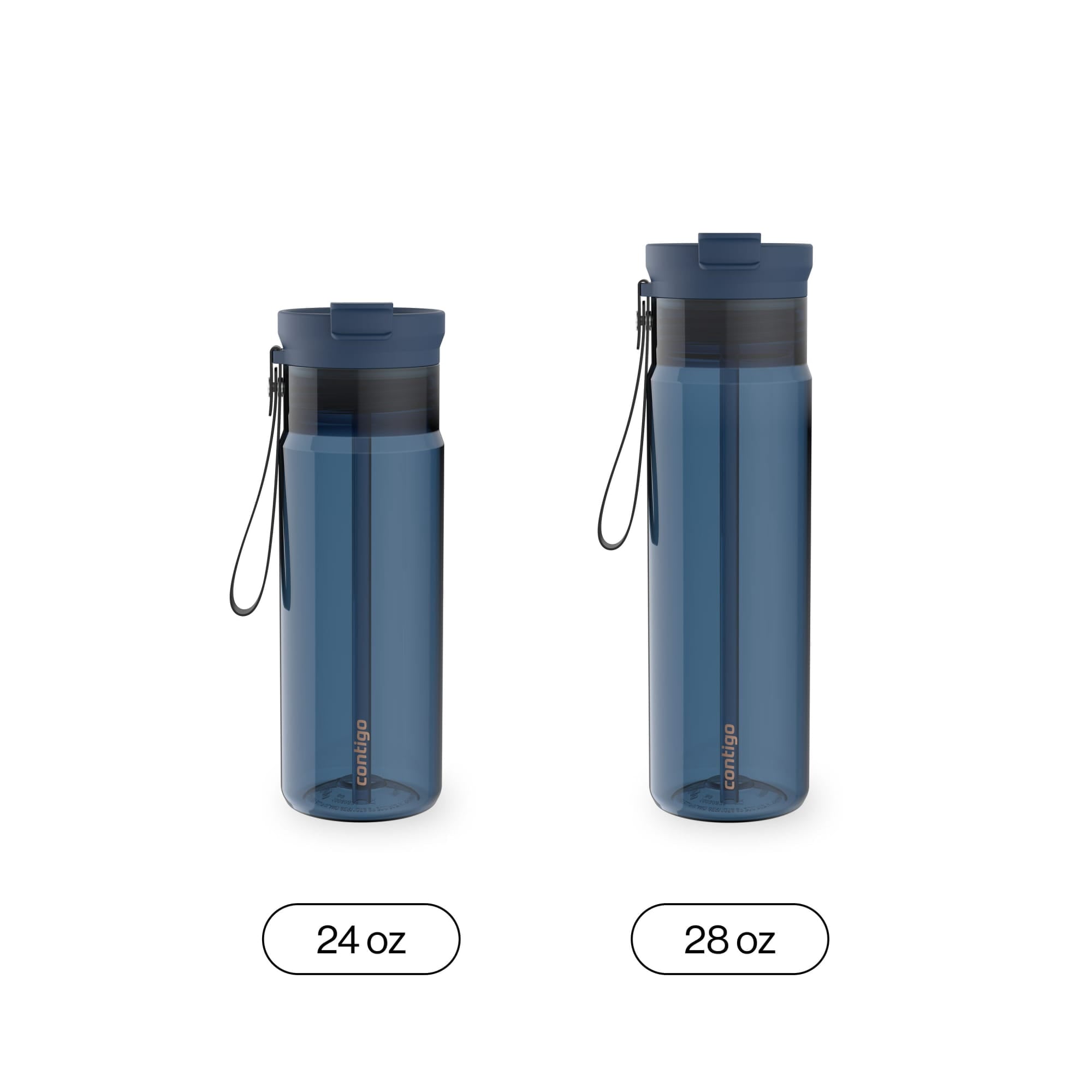 Contigo DualSip Leakproof Plastic Reusable Water Bottle with Carrying Strap, Cream/Clear, 28 oz - Pick 426