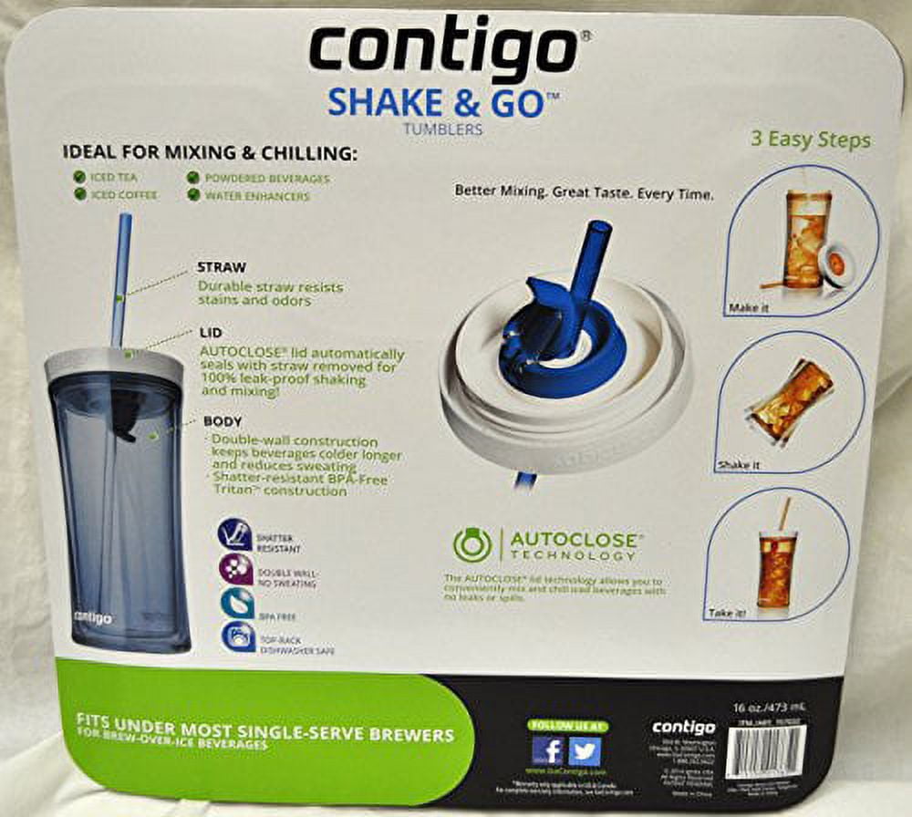 Contigo Shake &amp; Go Plastic Tumblers - Set of 3 (Lavender Orange &amp; Clear) - Pick 244