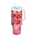 30 oz Insulated Stainless Steel Tumbler Double Wall Stainless Steel Tumbler with 2-Way Drinking Watercolor Red Maple Leaves - Pick 761