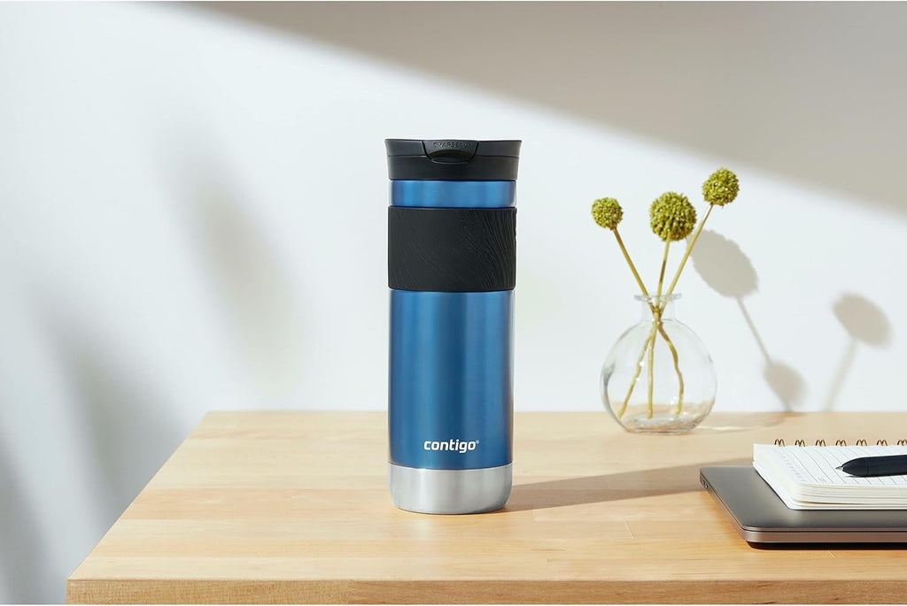 Contigo SNAPSEAL Insulated Stainless Steel Travel Mug with Grip, 16 oz, Blueberry Transparent Satin &amp; Gold Morel, 2-Pack - Pick 792