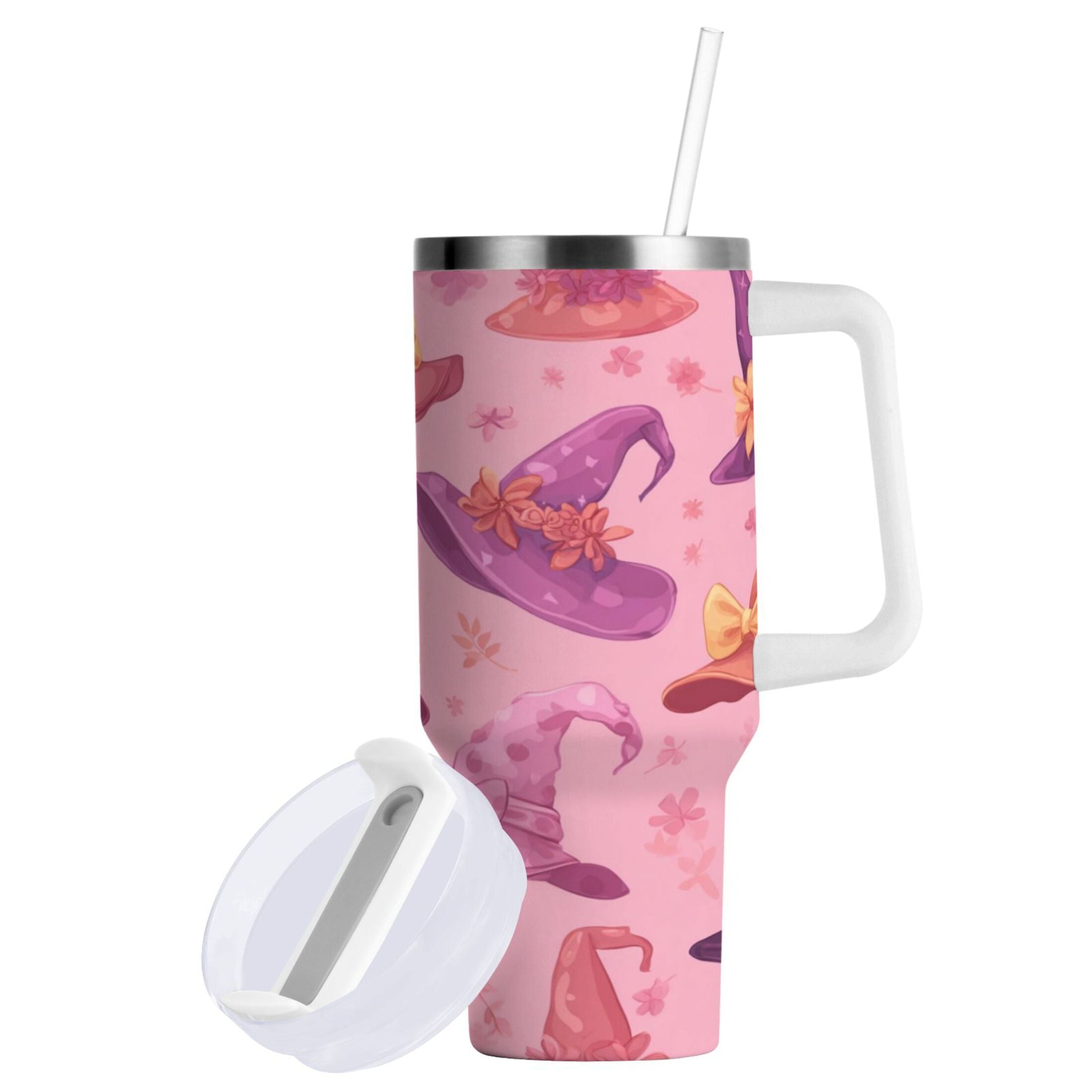 30 oz Insulated Stainless Steel Tumbler Double Wall Stainless Steel Tumbler with 2-Way Drinking Colorful Hat Pattern - Pick 783