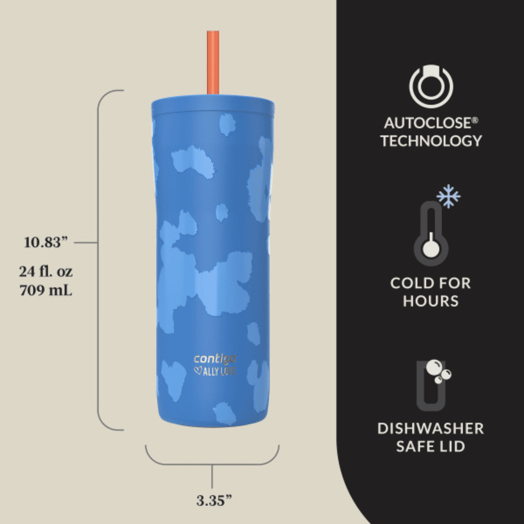 Contigo x Ally Love Streeterville 2.0 Stainless Steel Tumbler with Straw, 24 oz, Stellar Jay - Pick 377