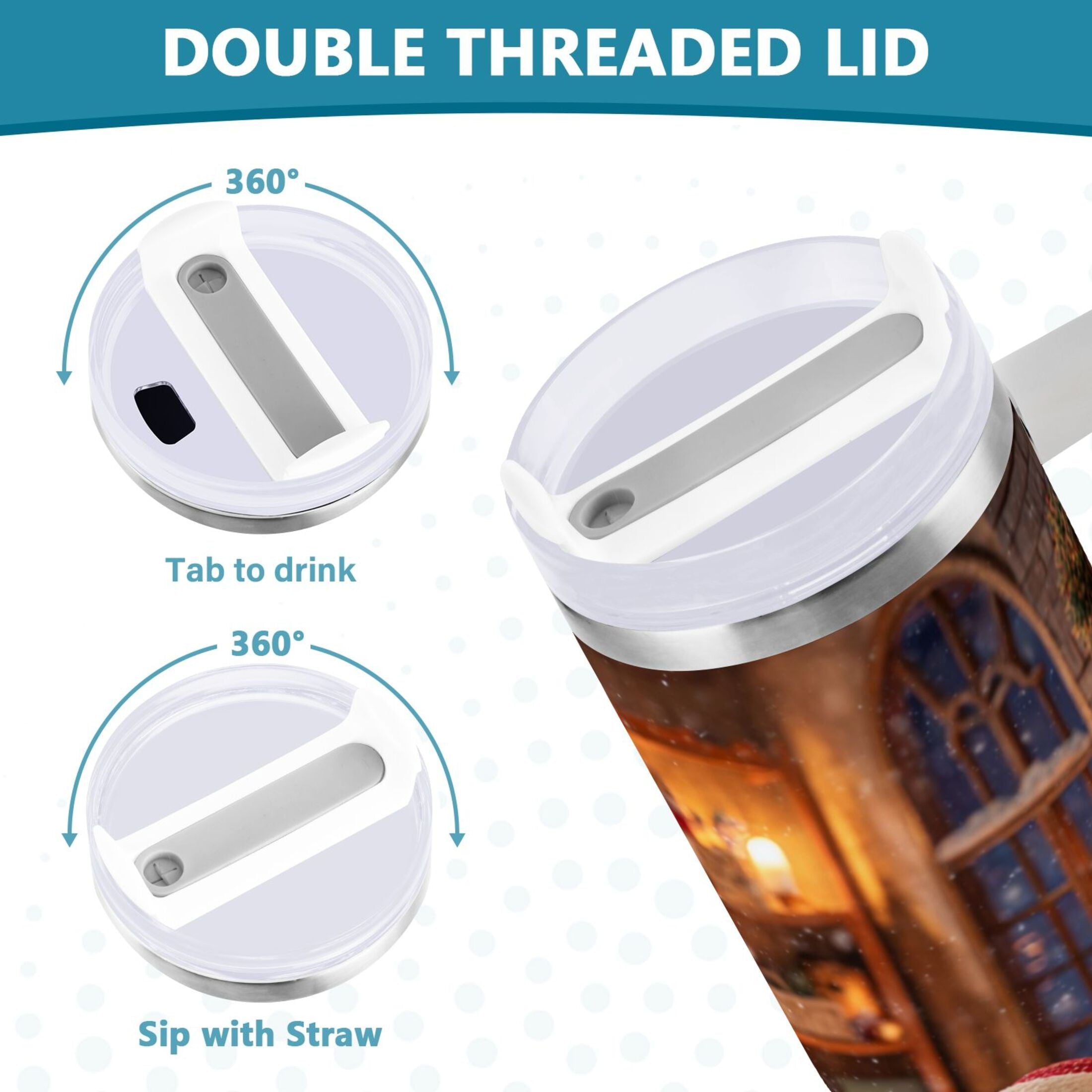 40 oz Insulated Stainless Steel Tumbler Double Wall Stainless Steel Tumbler with 2-Way Drinking Sitting Santa Claus - Pick 480