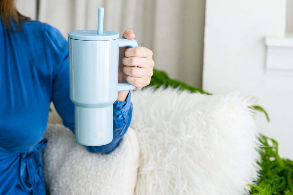 Simple Modern 30 fl oz Insulated Stainless Steel Trek Tumbler with Straw Lid | Seaglass Sage and Cream Checkmate - Pick 125