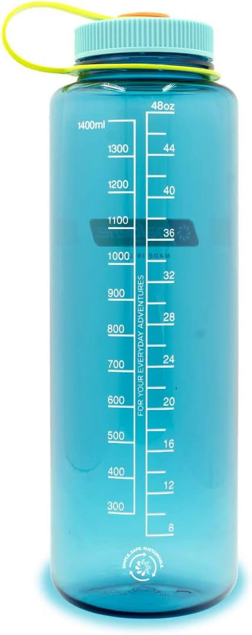 Nalgene Sustain Tritan BPA-Free Water Bottle Made with Material Derived from 50% Plastic Waste (using ISCC certified mass balance), 48 OZ, Wide Mouth, Blue - Pick 208