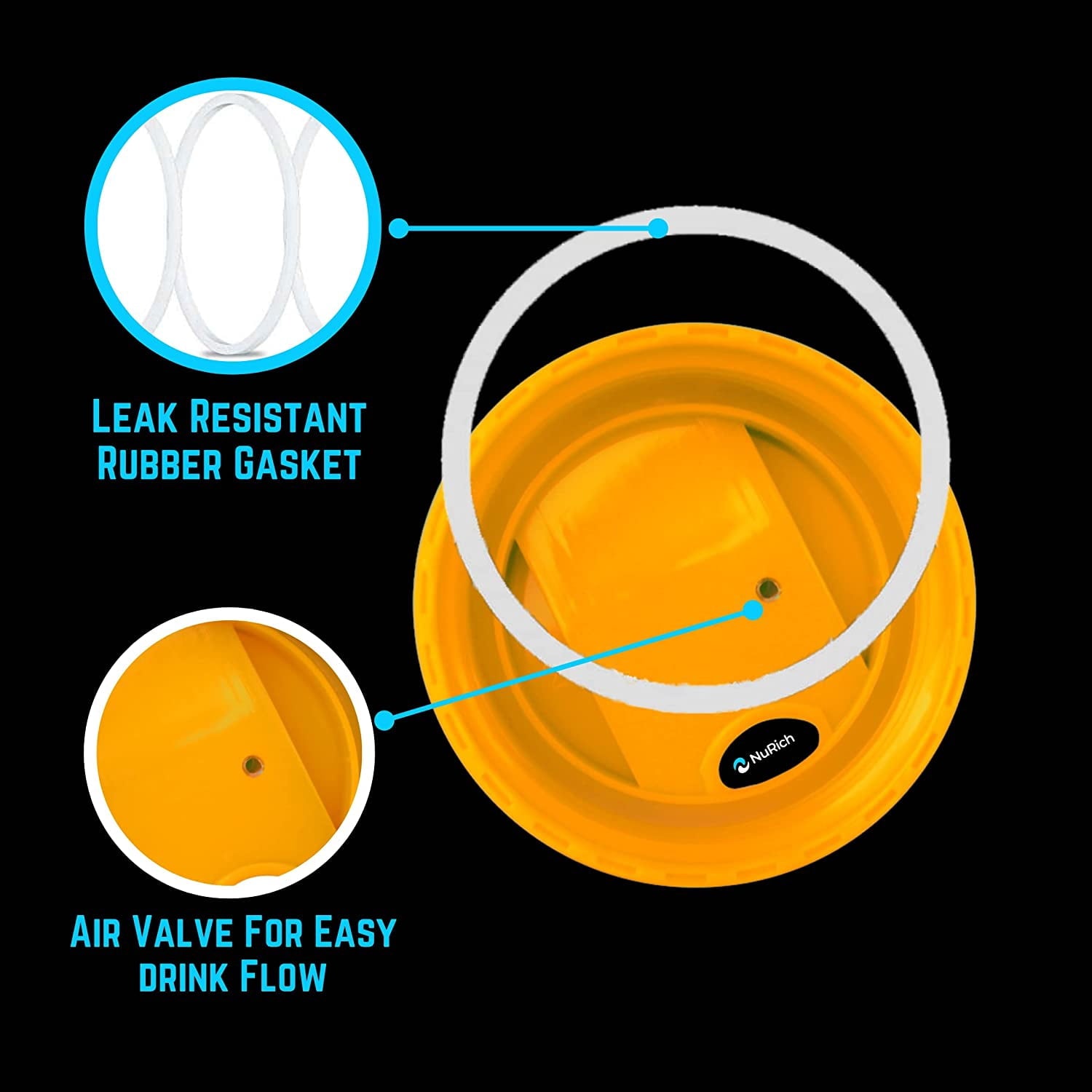 NuRich Hydro Wide Mouth Flip and Sip Replacement Coffee Lid or Cap Accessories Compatible with Hydroflask, Nalgene, and Many More Top Water Bottle Brands Sizes 12 16 18 20 32 40 64 Ounce - Pick 129