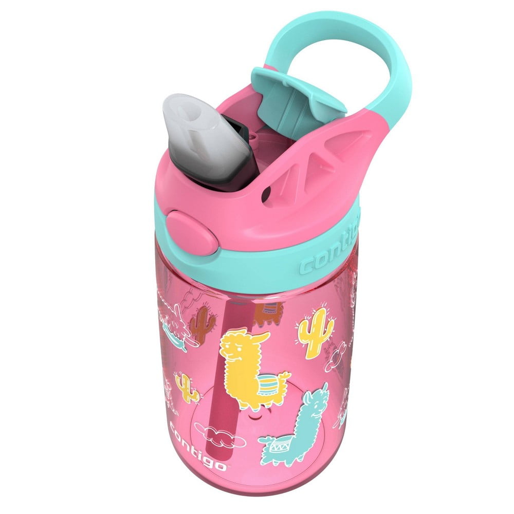 Contigo 14oz Kids' Water Bottle with Redesigned AutoSpout Straw Azalea Jade Vine with Llamas - Pick 827