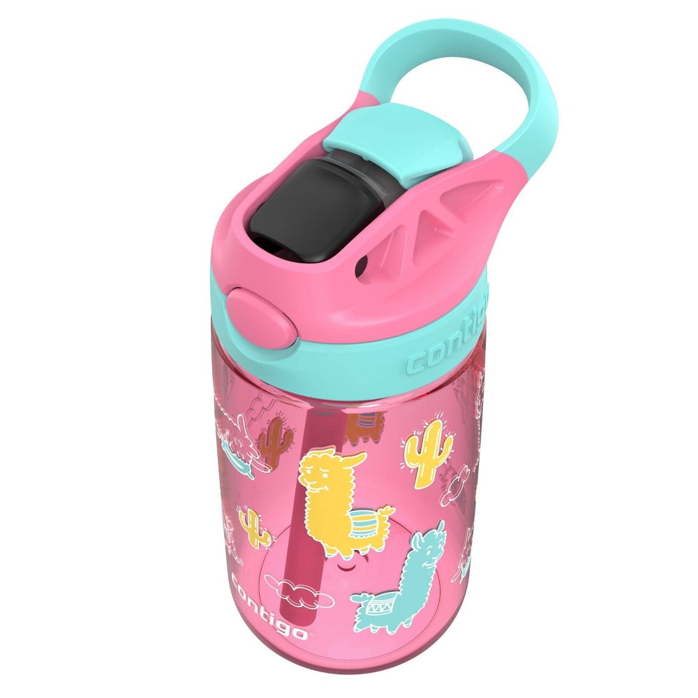 Contigo 14oz Kids' Water Bottle with Redesigned AutoSpout Straw Azalea Jade Vine with Llamas - Pick 827