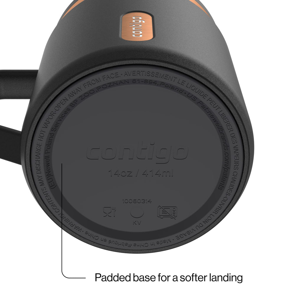 Contigo SnapSeal Leakproof Stainless Steel Reusable Travel Tumbler,Black/Bronze, 14 oz - Pick 953