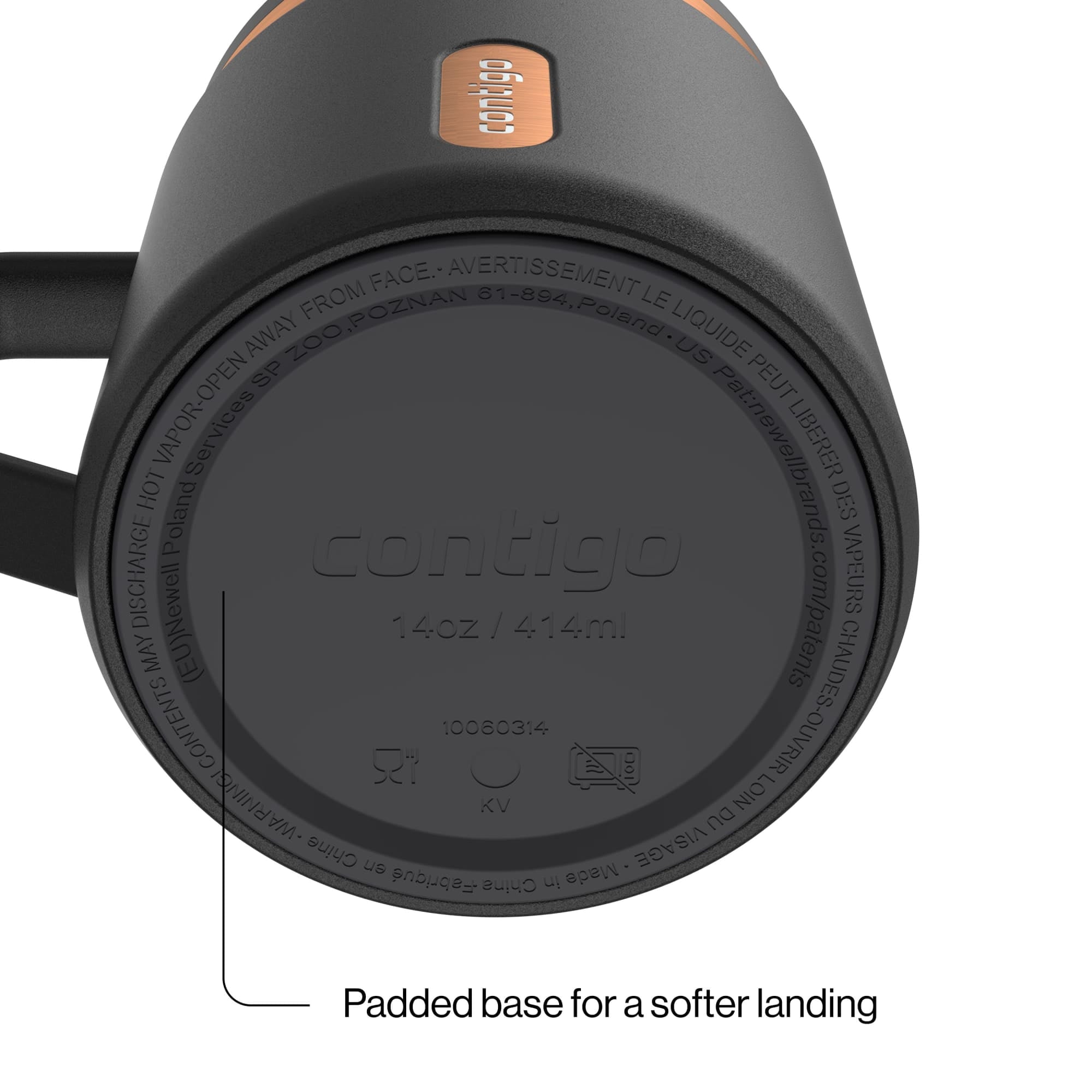 Contigo SnapSeal Leakproof Stainless Steel Reusable Travel Tumbler,Black/Bronze, 14 oz - Pick 953