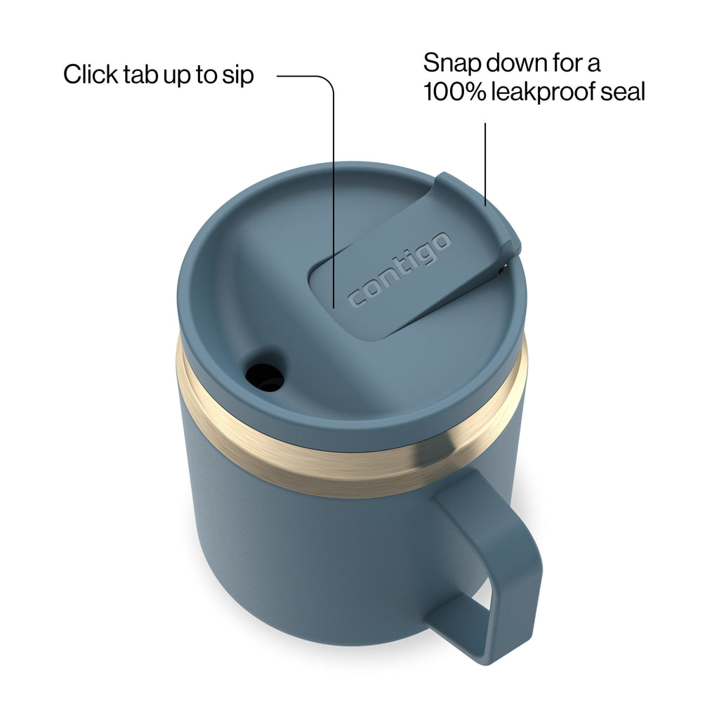 Contigo SnapSeal Leakproof Stainless Steel Reusable Travel Tumbler,Black/Bronze, 14 oz - Pick 953