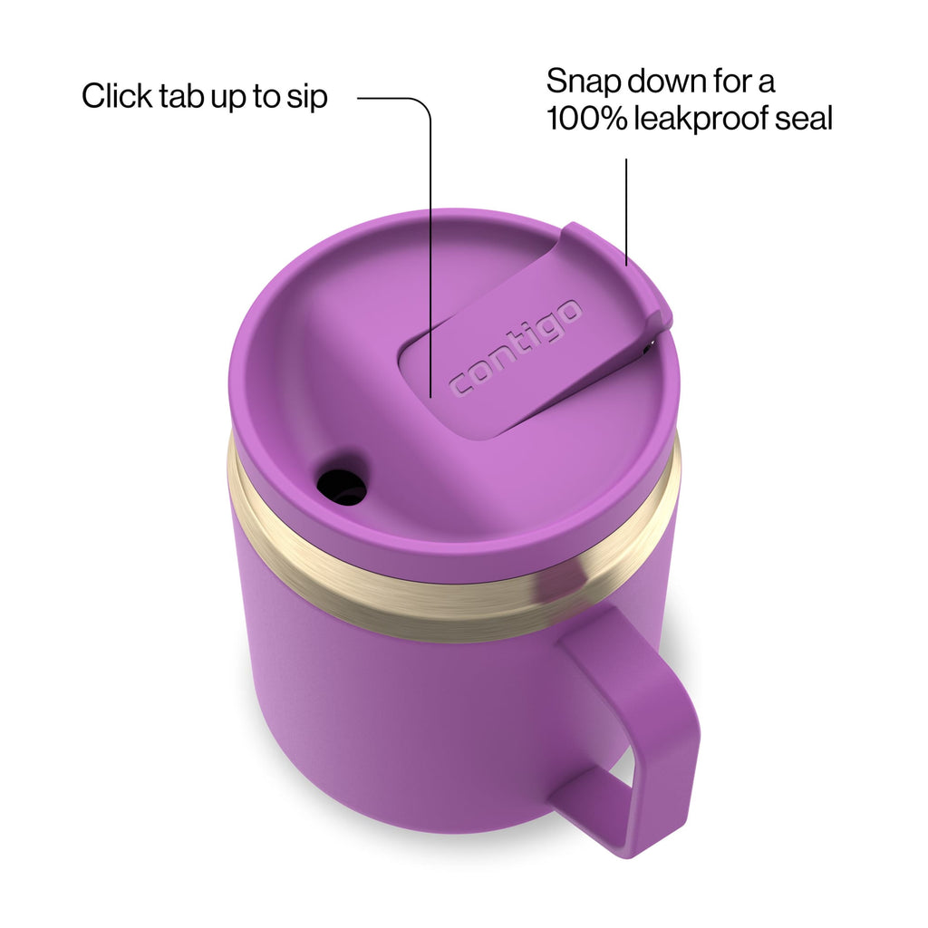 Contigo SnapSeal Leakproof Stainless Steel Reusable Travel Tumbler,Black/Bronze, 14 oz - Pick 953