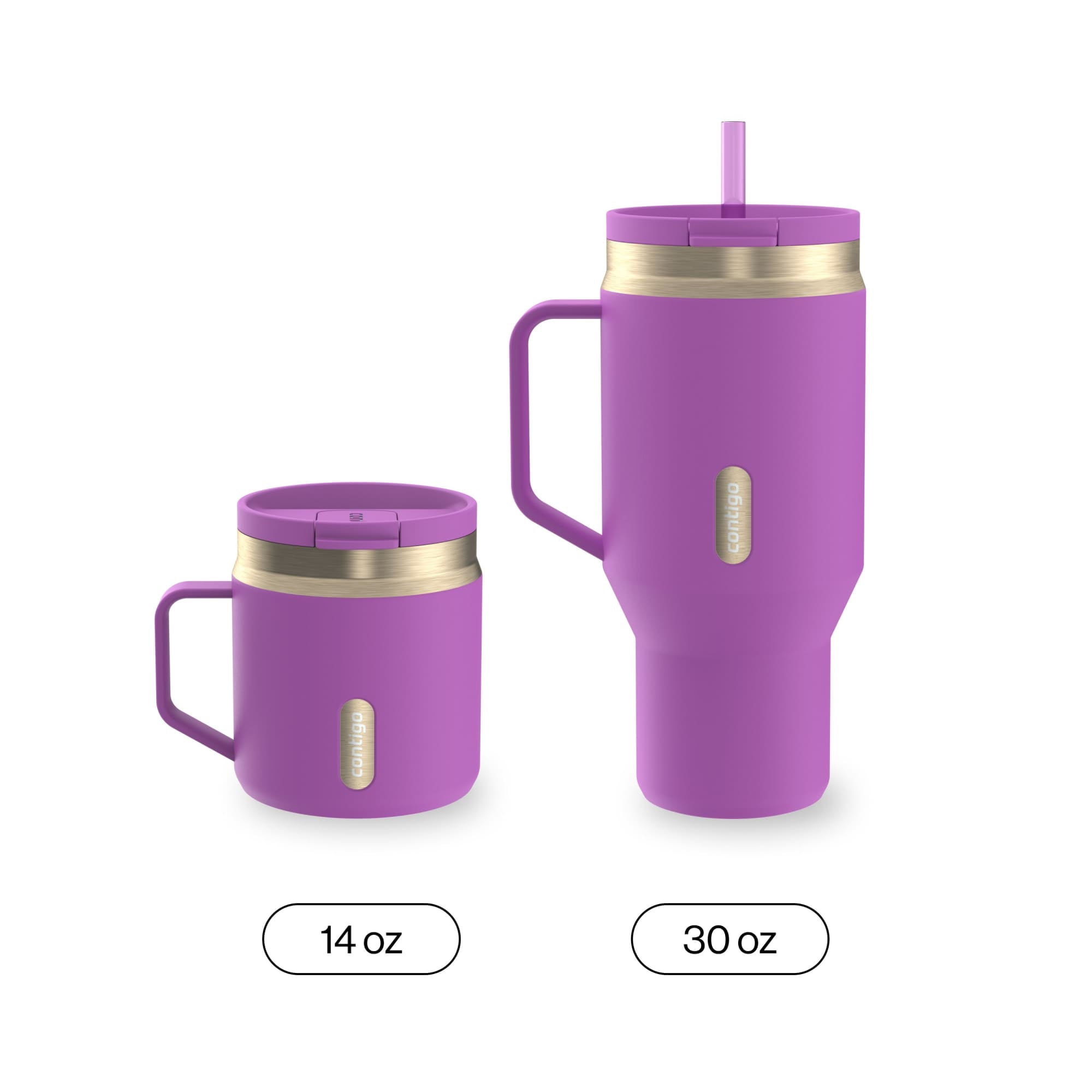 Contigo SnapSeal Leakproof Stainless Steel Reusable Travel Tumbler,Black/Bronze, 14 oz - Pick 953