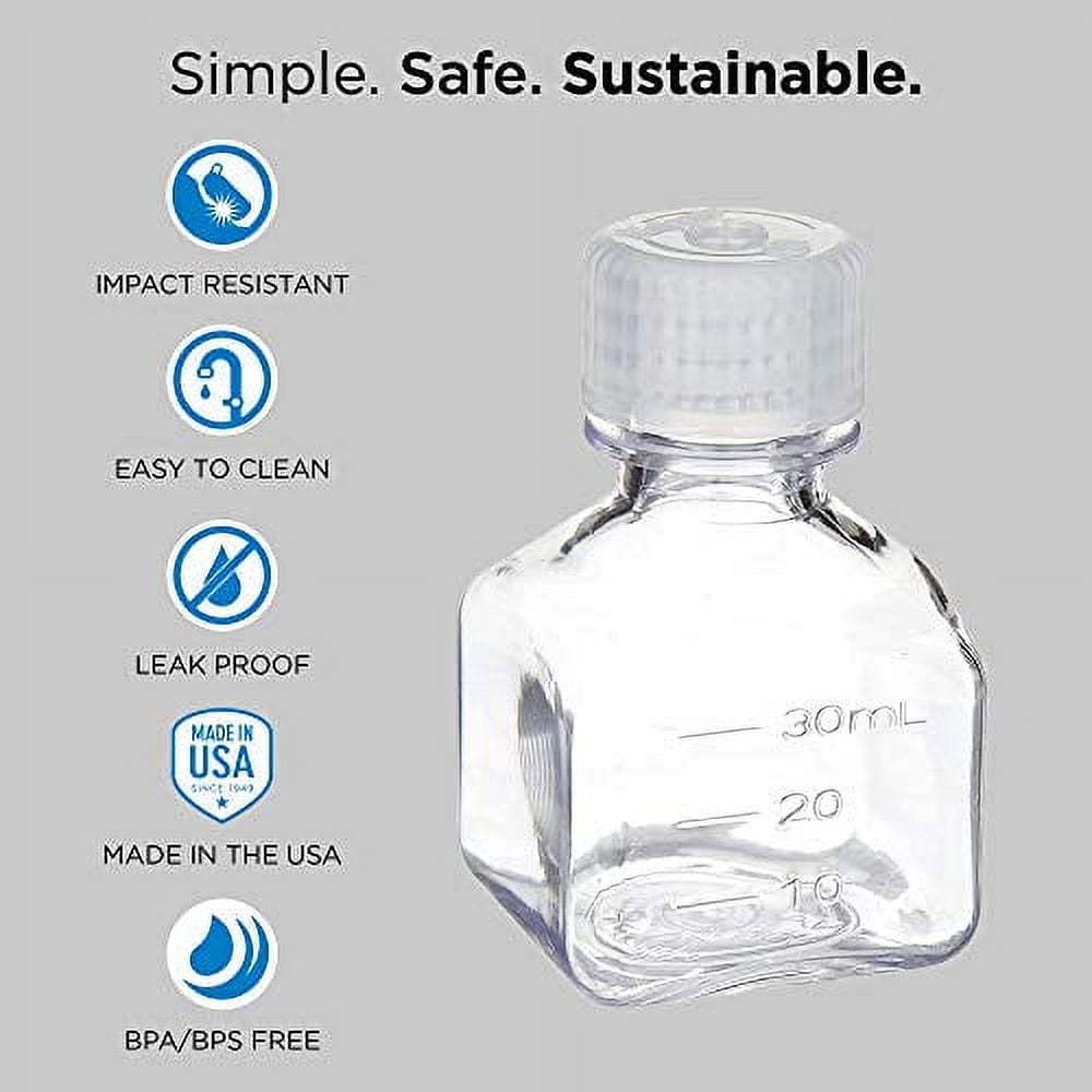 Nalgene Transparent Lexan Polycarbonate Square Storage Bottle - 8 oz. - Clear - Pick 386