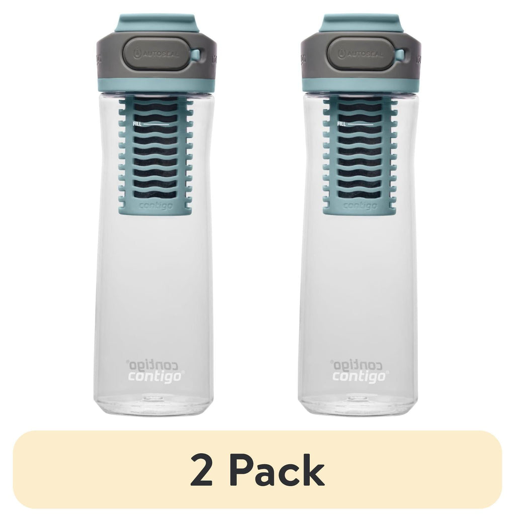(2 pack) Contigo Clybourn Plastic FreeFlow Filter Water Bottle with AUTOSEAL Lid 24 oz., Salt, with Replacable Filter - Pick 596