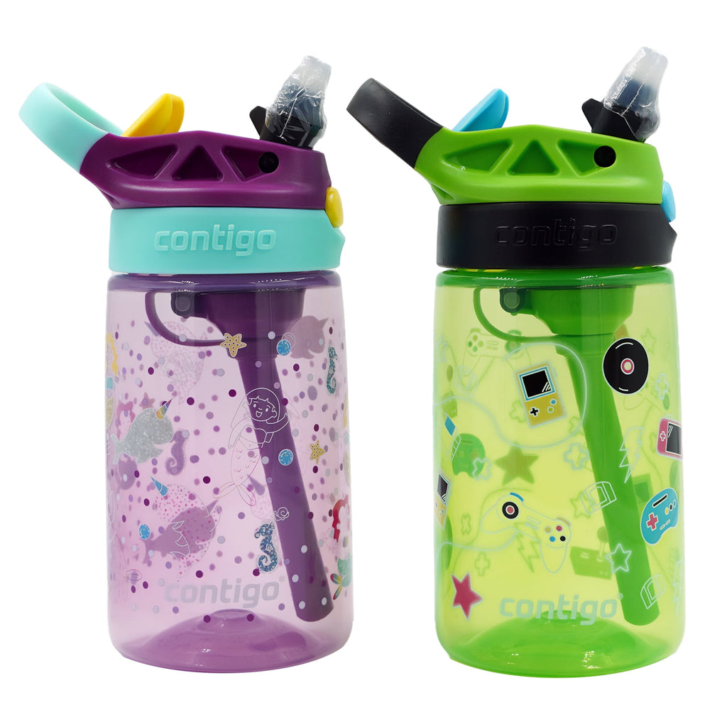 Contigo Kid's 14 oz. Aubrey Water Bottle 2-Pack - Bunnies/Frog - Pick 214