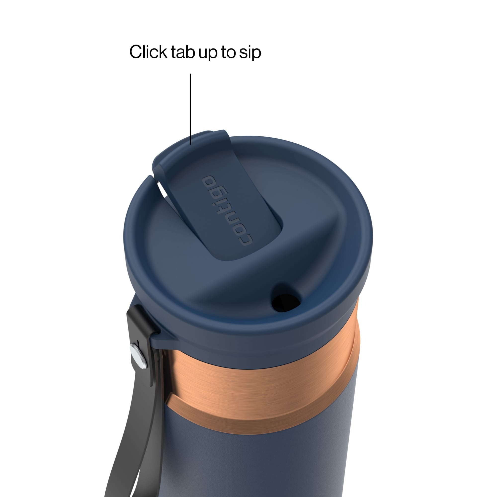 Contigo SnapSeal Leakproof Stainless Steel Reusable Water Bottle with Carrying Strap, Black/Bronze, 16 oz - Pick 813