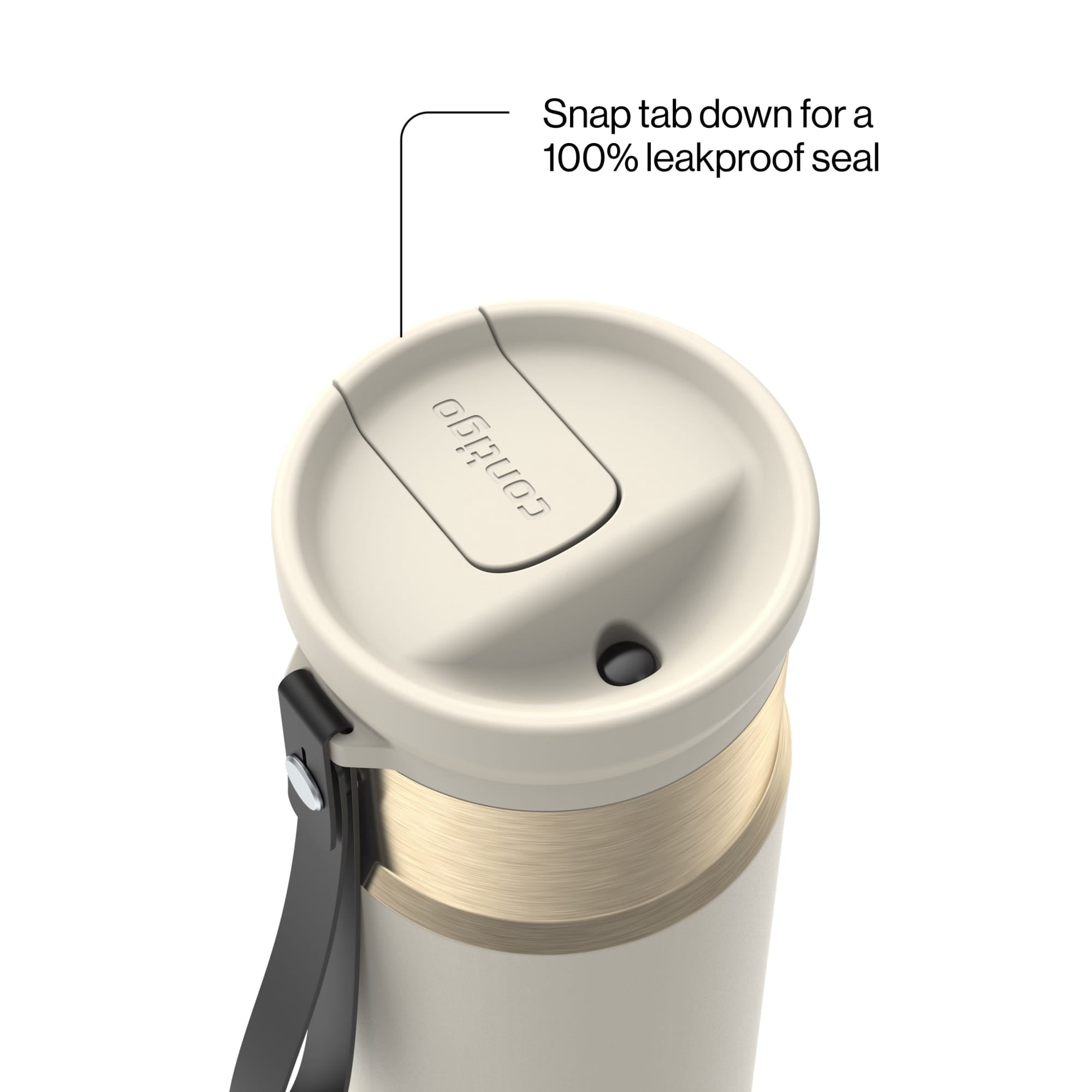 Contigo SnapSeal Leakproof Stainless Steel Reusable Water Bottle with Carrying Strap, Black/Bronze, 16 oz - Pick 813
