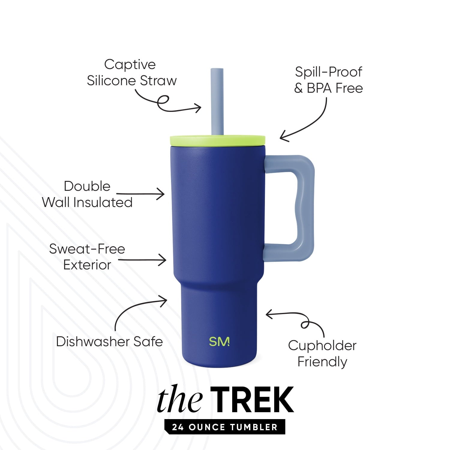 Simple Modern 24oz Trek Tumbler with handle and Silicone Straw Lid | Asteroid - Pick 823