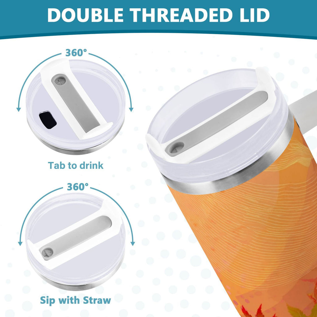 40 oz Insulated Stainless Steel Tumbler Double Wall Stainless Steel Tumbler with 2-Way Drinking Red Maple Leaves in Autumn - Pick 550