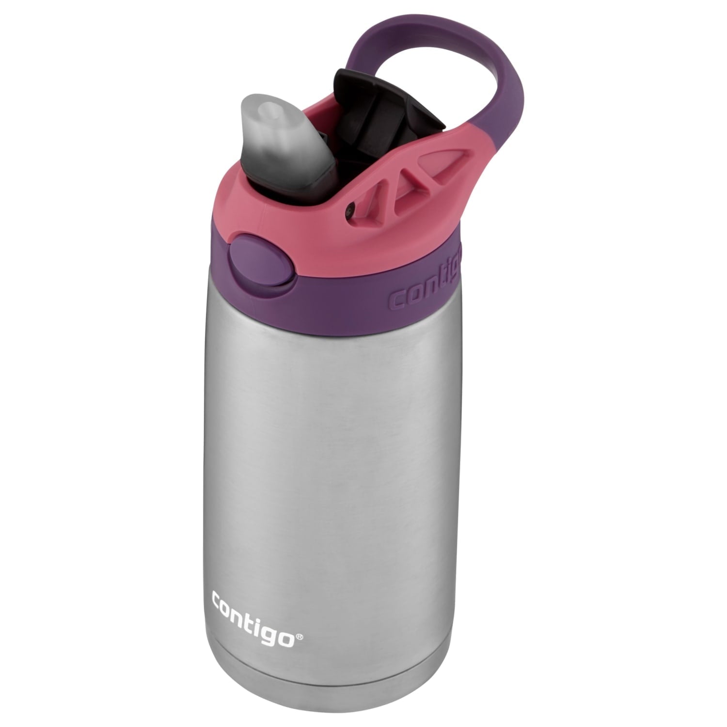 Contigo Kids Stainless Steel Water Bottle with Redesigned AUTOSPOUT Straw Lid Eggplant and Punch, 13 fl oz. - Pick 626
