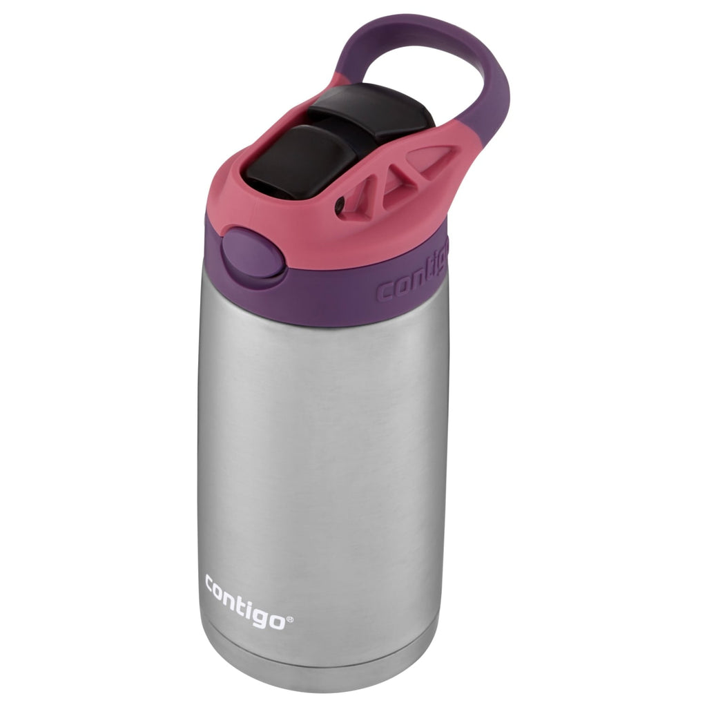 Contigo Kids Stainless Steel Water Bottle with Redesigned AUTOSPOUT Straw Lid Eggplant and Punch, 13 fl oz. - Pick 626