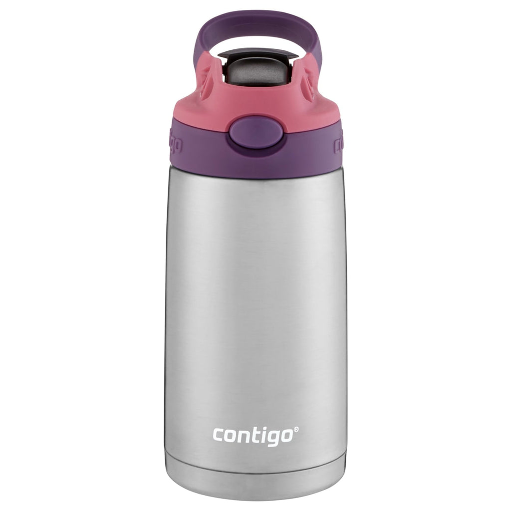 Contigo Kids Stainless Steel Water Bottle with Redesigned AUTOSPOUT Straw Lid Eggplant and Punch, 13 fl oz. - Pick 626