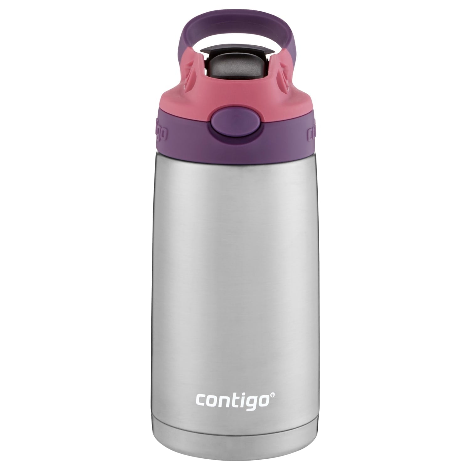 Contigo Kids Stainless Steel Water Bottle with Redesigned AUTOSPOUT Straw Lid Eggplant and Punch, 13 fl oz. - Pick 626