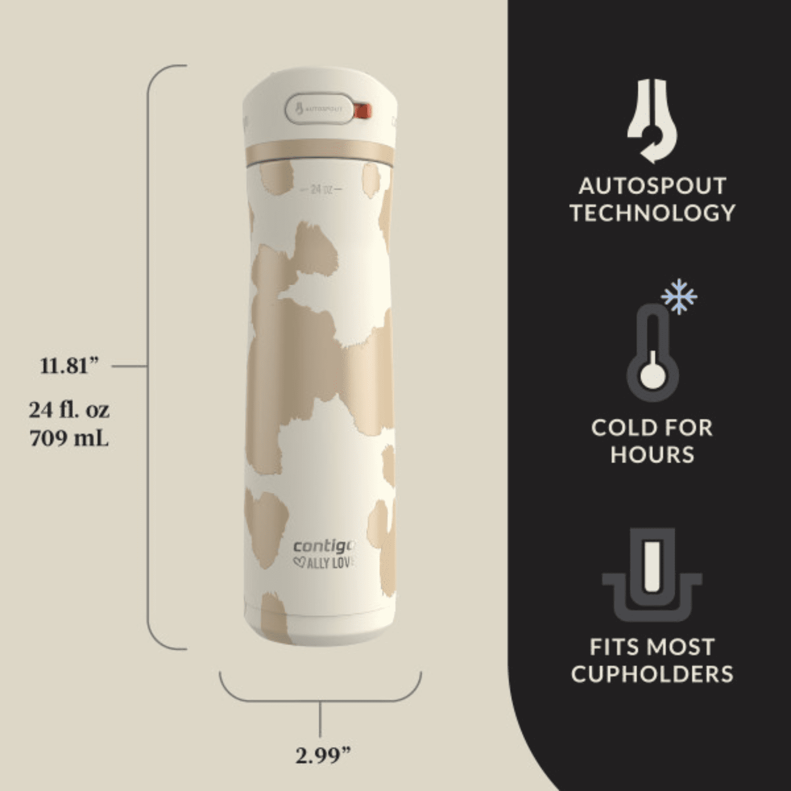 Contigo x Ally Love Ashland Chill 2.0 Stainless Steel Water Bottle with Autospout Lid, 24 oz, Oatmilk - Pick 517