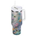 40 oz Insulated Stainless Steel Tumbler Double Wall Stainless Steel Tumbler with 2-Way Drinking Abstract Wildflowers - Pick 724