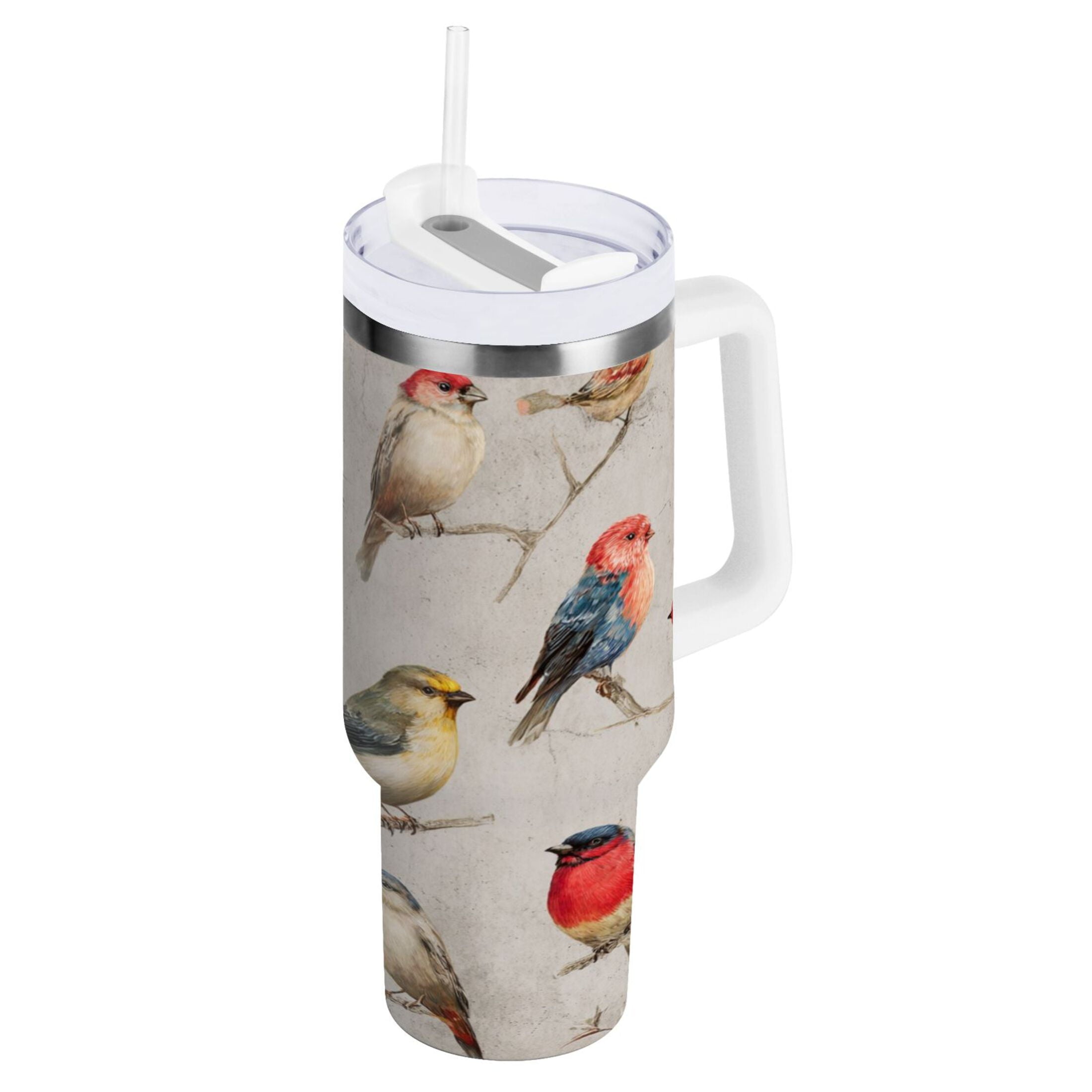 40 oz Insulated Stainless Steel Tumbler Double Wall Stainless Steel Tumbler with 2-Way Drinking Birds Pattern - Pick 301