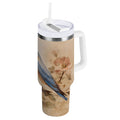 40 oz Insulated Stainless Steel Tumbler Double Wall Stainless Steel Tumbler with 2-Way Drinking Bluebird and Ancient Flowers - Pick 300