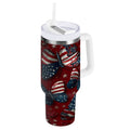 40 oz Insulated Stainless Steel Tumbler Double Wall Stainless Steel Tumbler with 2-Way Drinking Butterfly with National Flag - Pick 849