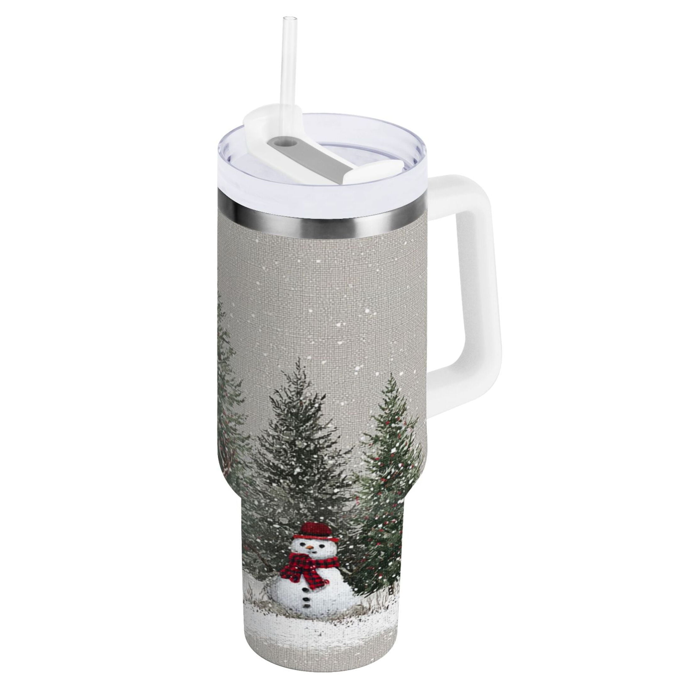 30 oz Insulated Stainless Steel Tumbler Double Wall Stainless Steel Tumbler with 2-Way Drinking Christmas Deer and Snowmen - Pick 797