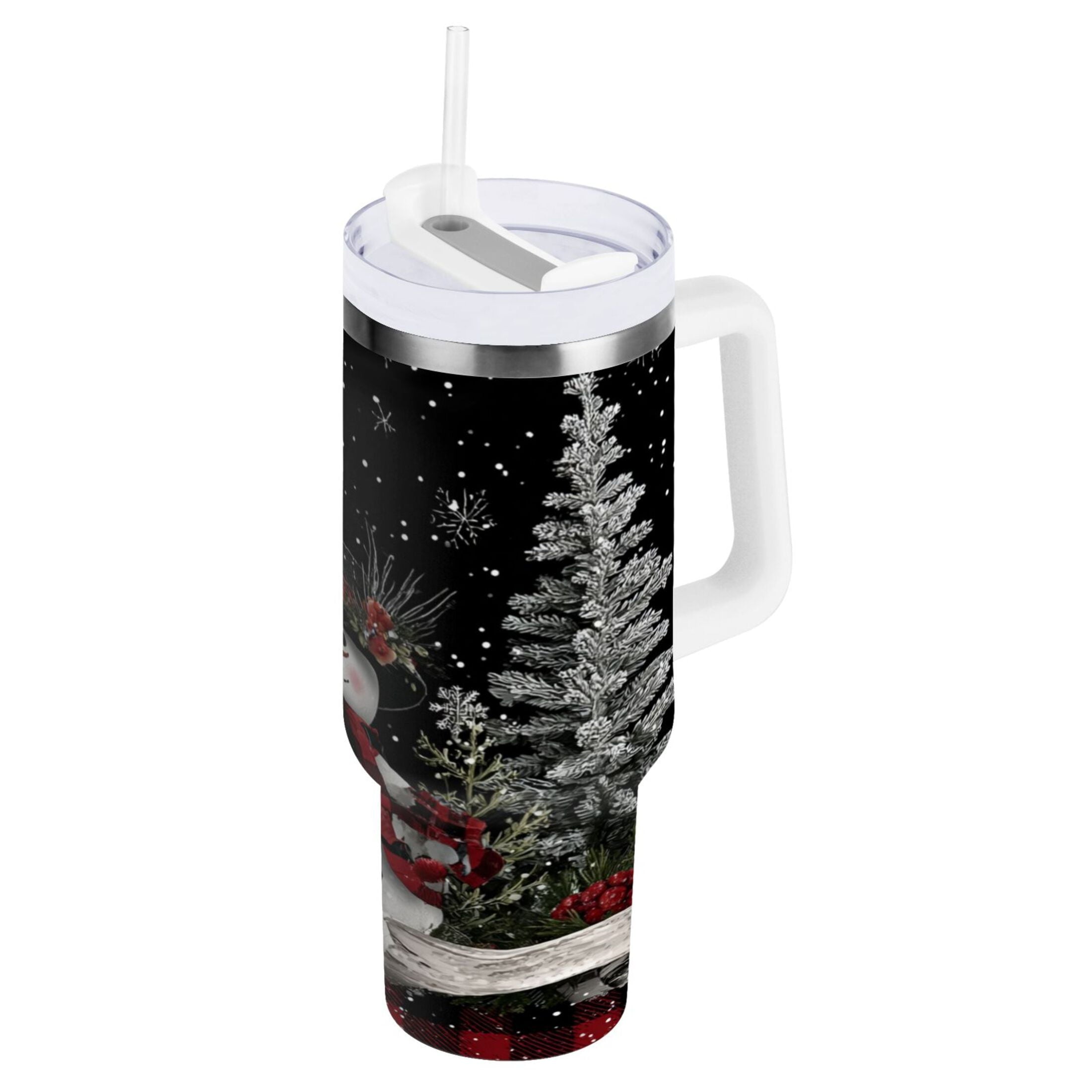 30 oz Insulated Stainless Steel Tumbler Double Wall Stainless Steel Tumbler with 2-Way Drinking Christmas Snowman - Pick 337