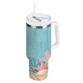 40 oz Insulated Stainless Steel Tumbler Double Wall Stainless Steel Tumbler with 2-Way Drinking Colorful Starfish and Seashells - Pick 769