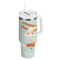 40 oz Insulated Stainless Steel Tumbler Double Wall Stainless Steel Tumbler with 2-Way Drinking Cute Airplanes - Pick 715