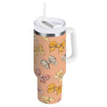 40 oz Insulated Stainless Steel Tumbler Double Wall Stainless Steel Tumbler with 2-Way Drinking Cute Animal Print Bows - Pick 695