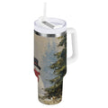 40 oz Insulated Stainless Steel Tumbler Double Wall Stainless Steel Tumbler with 2-Way Drinking Moody Snowman Couple - Pick 535