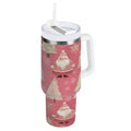 40 oz Insulated Stainless Steel Tumbler Double Wall Stainless Steel Tumbler with 2-Way Drinking Pink Santa Claus Pattern - Pick 638