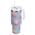 40 oz Insulated Stainless Steel Tumbler Double Wall Stainless Steel Tumbler with 2-Way Drinking Seashells and Pearls Pattern - Pick 502