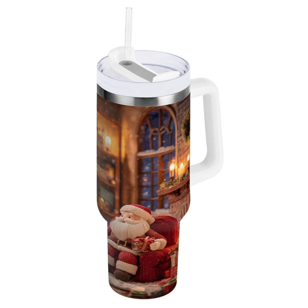 40 oz Insulated Stainless Steel Tumbler Double Wall Stainless Steel Tumbler with 2-Way Drinking Sitting Santa Claus - Pick 480