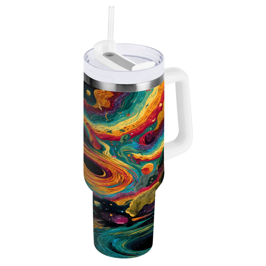 40 oz Insulated Stainless Steel Tumbler Double Wall Stainless Steel Tumbler with 2-Way Drinking Swirling Galaxy - Pick 259