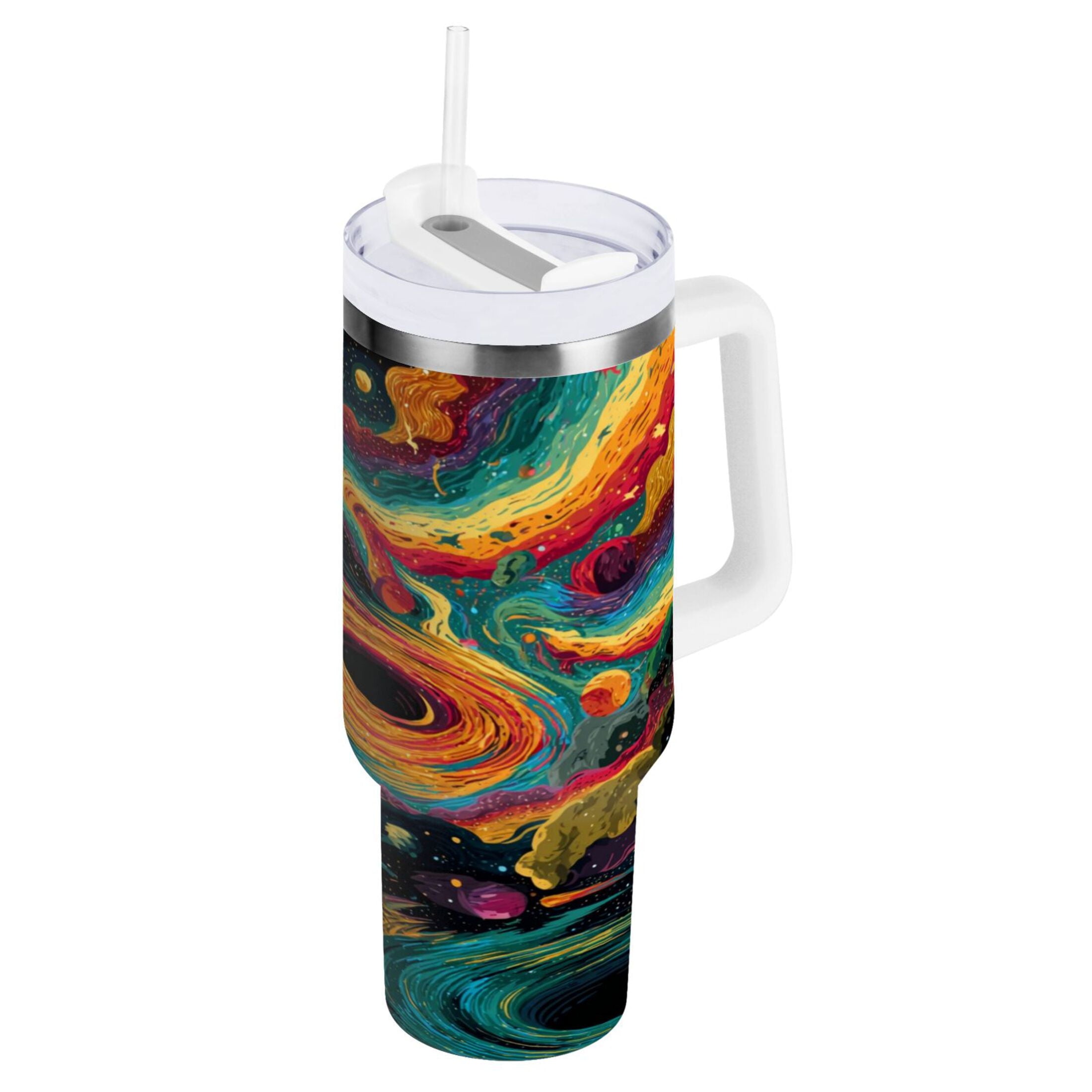 40 oz Insulated Stainless Steel Tumbler Double Wall Stainless Steel Tumbler with 2-Way Drinking Swirling Galaxy - Pick 259